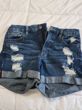 Aeropostale High-Rise Curvy Midi Denim Shorts - Navy Blue Size 6